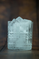 A transparent glass with ice