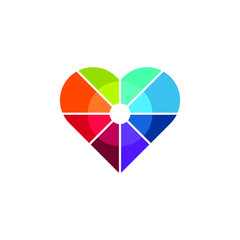 Rainbow Heart Shape Geometric Abstract Isolated Logo