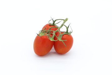  Red cherry tomatoes isolated on white background with copy space
