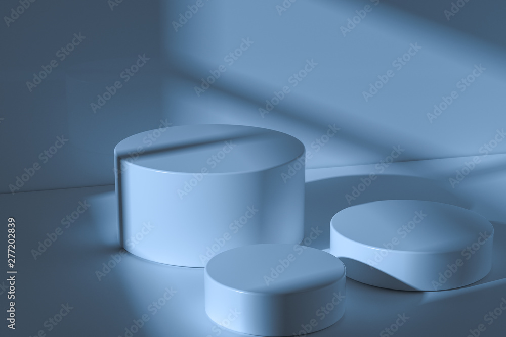 Poster the platform for product presentation in a empty room, 3d rendering