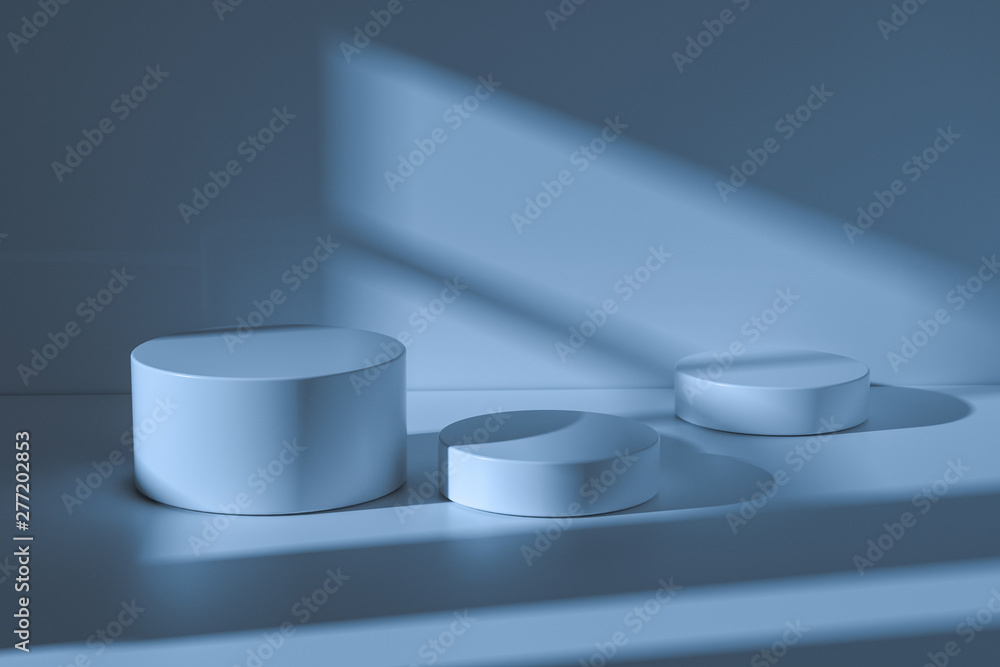 Poster the platform for product presentation in a empty room, 3d rendering