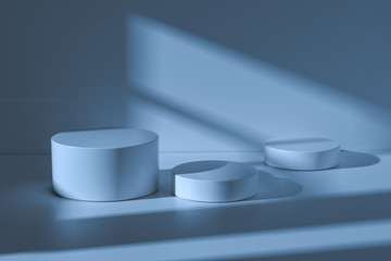 the platform for product presentation in a empty room, 3d rendering