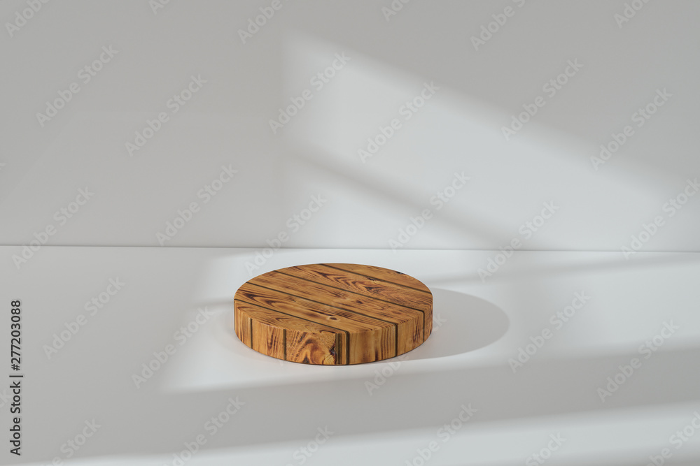 Poster the platform for product presentation in a empty room, 3d rendering