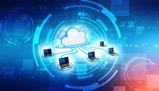 3d rendering Cloud computing concept, Cloud internet technology concept background, Cloud computing and network security technology concept