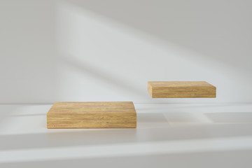 the platform for product presentation in a empty room, 3d rendering