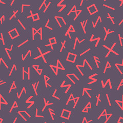 Runes. Seamless pattern. Vector graphics