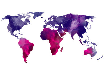 Abstract watercolor map of the world