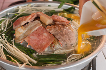 Korean Barbecue in Thai style, selective focus (detailed close-up shot)