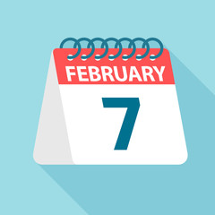 February 7 - Calendar Icon. Vector illustration of one day of month. Calendar Template