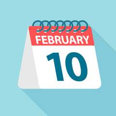 February 10 - Calendar Icon. Vector illustration of one day of month. Calendar Template