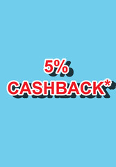 Blue colored background banner advertisement of 5% flat cash back* written on it.