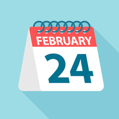 February 24 - Calendar Icon. Vector illustration of one day of month. Calendar Template