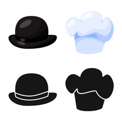 Vector illustration of clothing and cap logo. Collection of clothing and beret vector icon for stock.