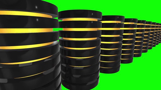 Futuristic server hard disk and database block or battery cell. Web Hosting or cloud computing concept. 3d render Video available in 4k FullHD and HD render footage