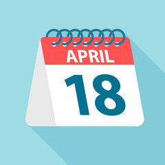 April 18 - Calendar Icon. Vector illustration of one day of month. Calendar Template