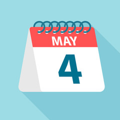 May 4 - Calendar Icon. Vector illustration of one day of month. Calendar Template