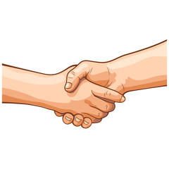Handshake. Vector image in a realistic style. Comics style Graffiti. Image isolated on white background.