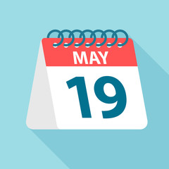 May 19 - Calendar Icon. Vector illustration of one day of month. Calendar Template