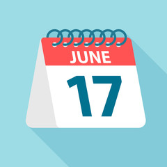 June 17 - Calendar Icon. Vector illustration of one day of month. Calendar Template