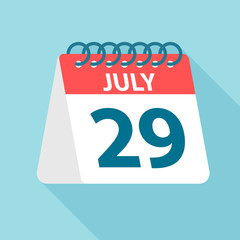 July 29 - Calendar Icon. Vector illustration of one day of month. Calendar Template