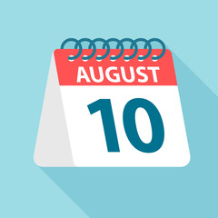 August 10 - Calendar Icon. Vector illustration of one day of month. Calendar Template