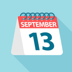 September 13 - Calendar Icon. Vector illustration of one day of month. Calendar Template