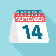 September 14 - Calendar Icon. Vector illustration of one day of month. Calendar Template