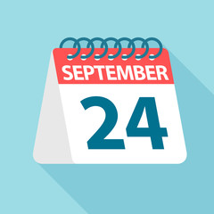 September 24 - Calendar Icon. Vector illustration of one day of month. Calendar Template