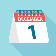 December 1 - Calendar Icon. Vector illustration of one day of month. Calendar Template