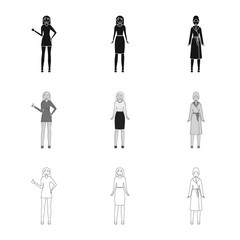 Vector design of posture and mood icon. Set of posture and female stock vector illustration.