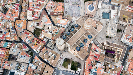 Aerial View Of Valencia City In Spain. Beautiful historic city with  architecture. Drone Photography. 