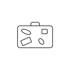 travel bag icon - Suitcase with stickers, travel and tourism concept, holiday icon