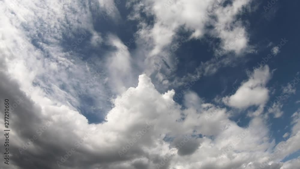 Poster time laps movement of white clouds,rotation and movement of clouds