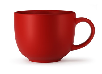 Big Red Cup Isolated on White Background. 3D rendering.
