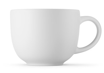Big White Cup Isolated on White Background. 3D rendering.