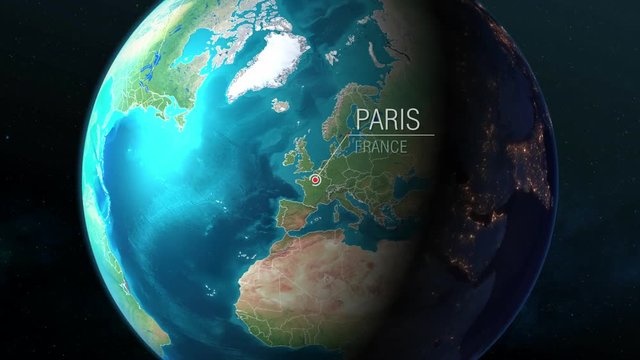 France - Paris - Zooming from space to earth