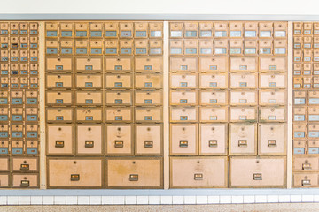 Mid-Century Design Brass Post Office Mailboxes