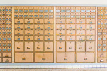 Mid-Century Design Brass Post Office Mailboxes