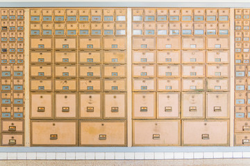 Mid-Century Design Brass Post Office Mailboxes