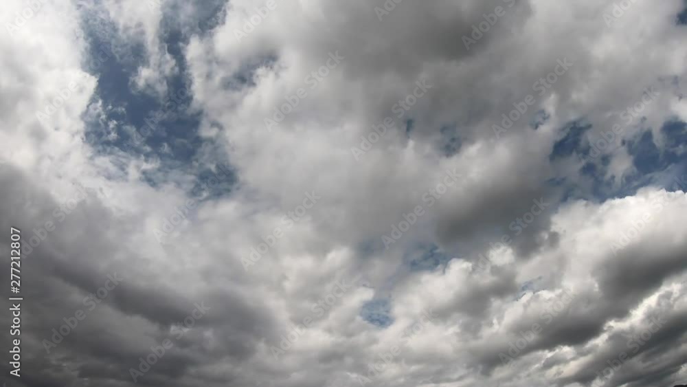 Poster time laps movement of white clouds,rotation and movement of clouds