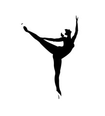 Ballerina silhouette on white background. Vector ballet girl