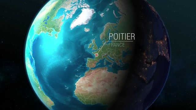France - Poitier - Zooming from space to earth
