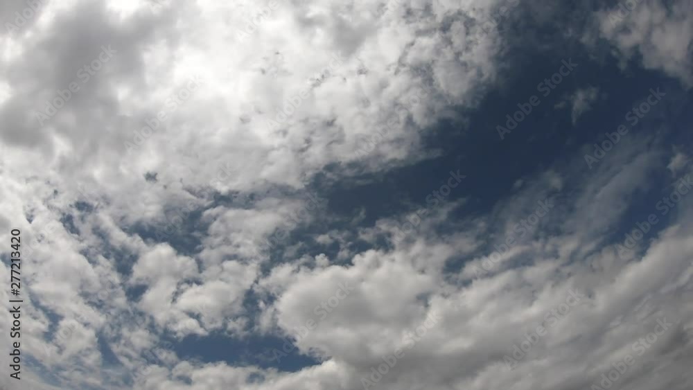 Poster time laps movement of white clouds,rotation and movement of clouds