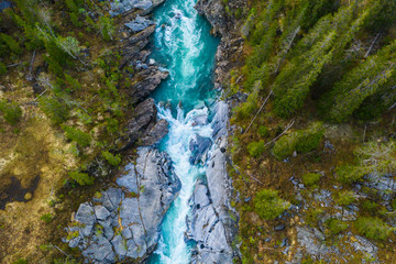 Aerial Vertical View Over The Surface Of A Mountain River Glomaga, Marmorslottet , Mo i Rana - 277214490