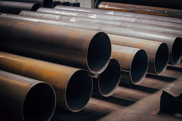 Steel pipes in warehouse