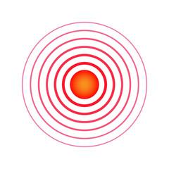Pain circle. Red rings. Symbol throbbing pain. Medical design icon. Vector illustration