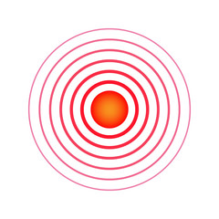 Pain circle. Red rings. Symbol throbbing pain. Medical design icon. Vector illustration