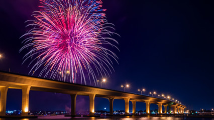Photo taken overlooking the Roosevelt bridge on 4th of July in Stuart, Florida
