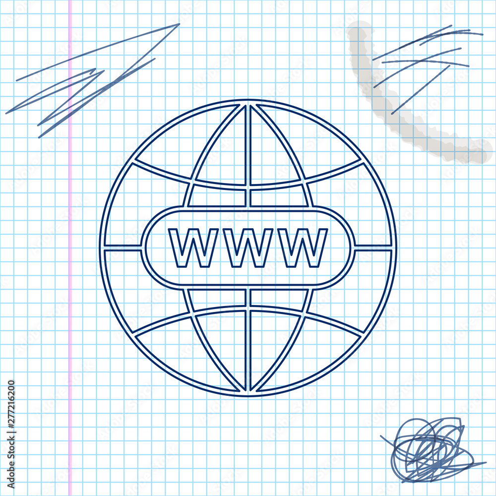 Aufkleber go to web line sketch icon isolated on white background. www icon. website pictogram. world wide web