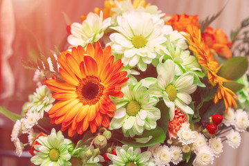 Bouquet of white and orange gerberas